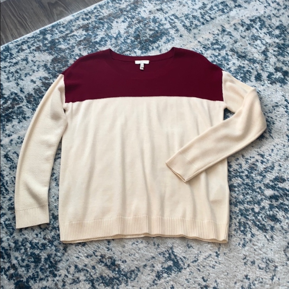 Joie Red & Ivory Colorblock Sweater